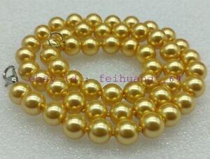 Fashion 8/10mm Shell Pearl Round Bead Necklace 16-20 Inch