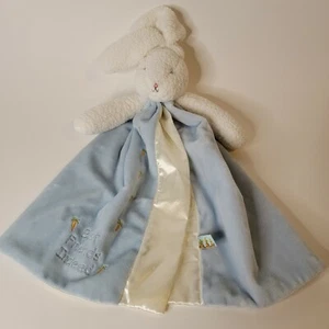 BUNNIES BY THE BAY 15" blue best friends indeed white satin bunny blanket baby - Picture 1 of 6