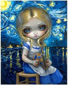 Nueva Manta Alicia en el País de las Maravillas Van Gogh Regalo Peluche Noche Estrellada Luna Llena - Imagen 1 de 4
