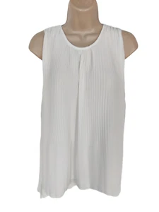 WOMENS ZARA WHITE PLEATED SLEEVELESS TOP BLOUSE LINED SUMMER SIZE EUR SMALL S - Picture 1 of 5