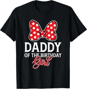 Daddy Of The Birthday Girl Cute Pink Bow Family Matching T-Shirt Hoodie - Picture 1 of 11