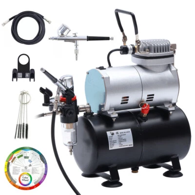 Airbrush Kit with Compressor Dual Action Air Brush Spray Gun Set Paint Tattoo - image 1 of 4