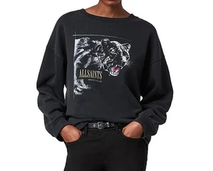 NEW ALLSAINTS Panthera Iona Sweatshirt Black Large Panter Graphic Pullover BNWT - Picture 1 of 4