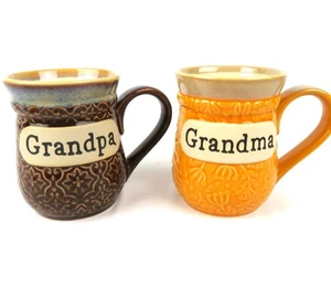 Steingut Kaffeetassen Tassen Cracker Fass Oma Opa Paar 17 Unzen Geschenk - Bild 1 von 9