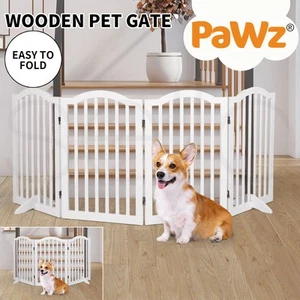 Pawz Pet Gate Foldable Wooden Dog Fence Safety Stair Barrier Security Door - Picture 1 of 32