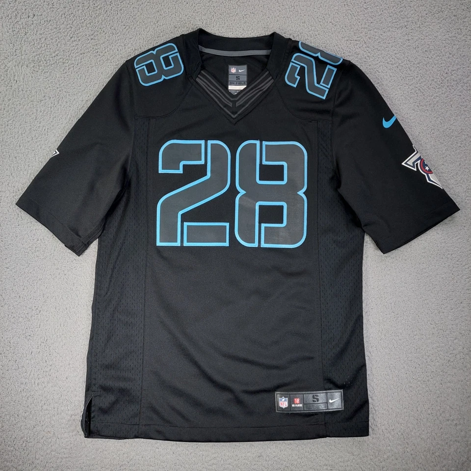 Мужская футболка Nike On Field Jersey Tennessee Titans No28 Chris Johnson размер Small черная - Изображение 1 из 4