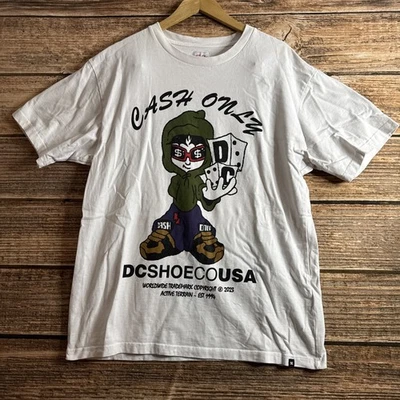 DC Shoes Cash Only Collab T-Shirt Extra Large White Graphic Tee Streetwear - Image 1 of 4