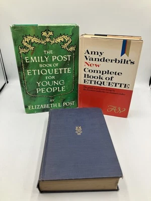 Lot of 3 Vintage Etiquette Books Landers Vanderbilt Post HC DJ Parties Weddings - Image 1 of 4