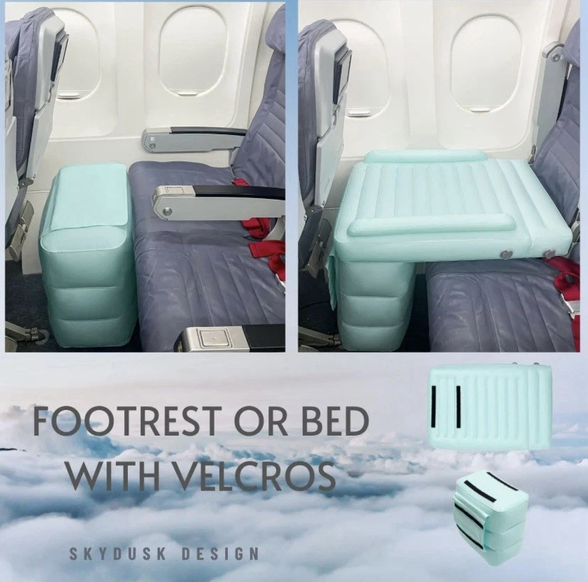 充气飞机床脚凳泵和旅行袋儿童长途飞行新品 — 第 1/4 张图片