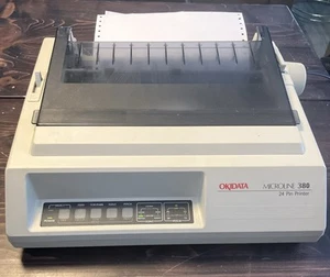 PARTS ONLY Okidata Microline 380 24 Pin Dot Matrix Printer POWERS ON - Picture 1 of 8
