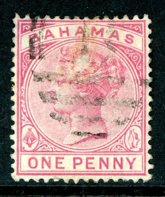 Bahamas 1884 QV 1p Pale Rose Wmk CCA Perf 14 Scott #27a VFU I226 - Image 1 of 4