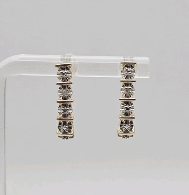 Ross Simons Sterling Silver Vermeil Diamond Crescent Dangle Earrings 17.5mm - Image 1 of 4