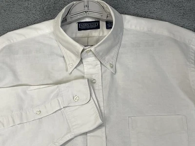 VTG Lands' End Oxford Shirt Mens 17-33 White Button Down LS Pocket Made USA - Image 1 of 4