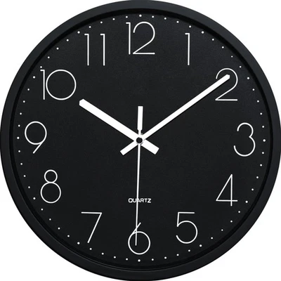 Wall Clock 30cm Squeaky Iron Modern Black Living Room Kitchen Battery - Image 1 of 2