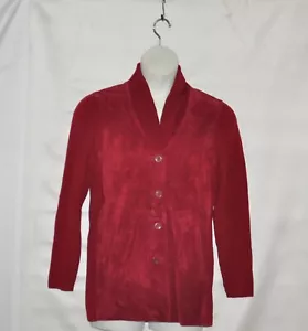 Linea by Louis Dell'Olio Washable Suede and Knit Jacket Size S Berry - Picture 1 of 2