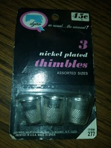 Vintage Dyno 3 Pack Nickel Plated Thimbles Assorted Sizes Item 277 - Picture 1 of 2