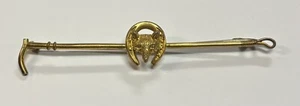 Antike viktorianische Krawattennadel/Brosche 9 kt Gold Reitgerte & Fuchskopf - Bild 1 von 4