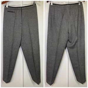 Talbots Women’s Gray Herringbone 100% Wool Straight Leg Trouser Pants 8 PETITE - Picture 1 of 11