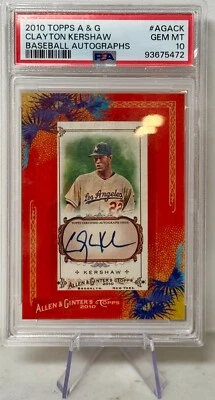 2010 Topps Allen and Ginter #AGACK Clayton Kershaw Framed Auto PSA 10 GEM MT - Image 1 of 2