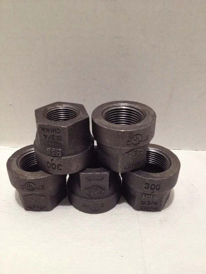 SCI 1" X 3/4" F NPT REDUCER BELL COUPLING CLASS 300 FM MALLEABLE IRON LOT OF 5 - Image 1 of 1