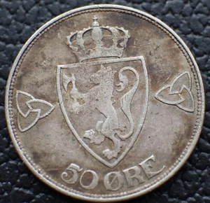 50 minerales 1918 - Noruega KM# 374 moneda de plata - #R77 - Imagen 1 de 3