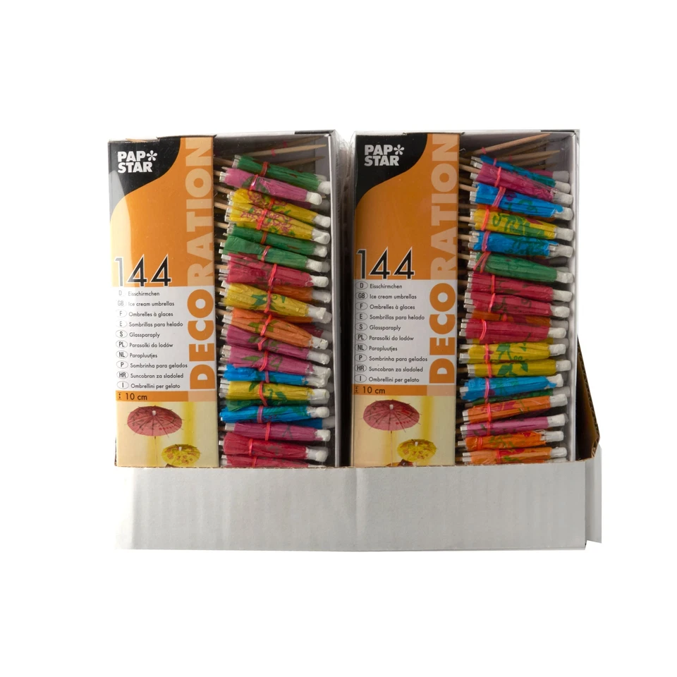Papstar Deko Picker Eisschirmchen farbig sortiert Höhe 10cm 144 Stück - Bild 1 von 1