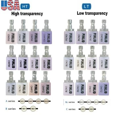 PINLIDE US Dental Emax Glass Ceramic Blocks C14 HT/LT Lithium Disilicate CAD/CAM CEREC