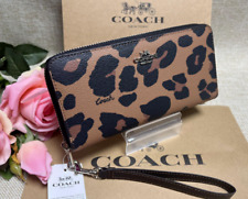 Coach Leopard Print Long Zip Around Wallet CC865 Outlet Authentic