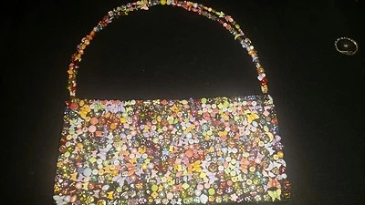 Beaded Handbag butterflies flowers shells moon - from USA new - Image 1 of 4