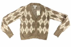 NWT NEW William Rast Cardigan Argyle Crop Button V Neck Check Academia Preppy XS - Picture 1 of 5
