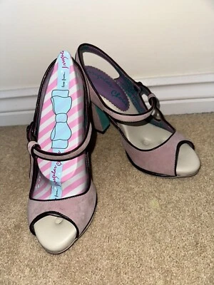 Irregular Choice Princesa Peep Toe Rosa Marrón Gamuza Eslinga Tacones Traseros - Talla 7 BN Foto 1 de 4