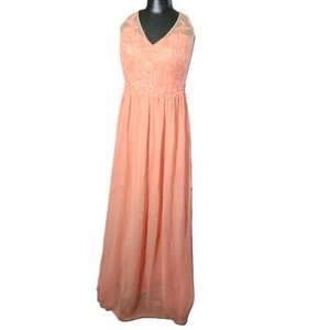 Azazie Damen pfirsichfarben ärmellos Spitze Mieder Abendkleid Größe 16 - Bild 1 von 6
