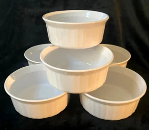 7 Corning Ware Ribbed French White 16 Oz. Ramekins...F-16-B.....EXCELLENT! - Picture 1 of 7