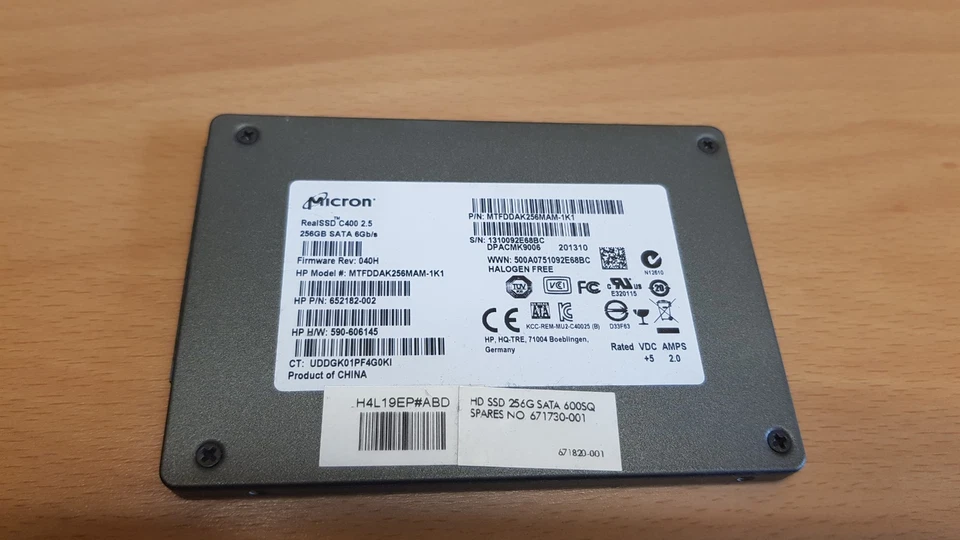 Micron HP SSD RealSSD C400 2,5" 256GB SATA 6Gb/s MTFDDAK256MAM-1K1 652182-002 - Bild 1 von 1