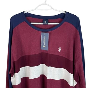 NEW US Polo Assn Mens Long Sleeve Shirt 2XL Red Striped Cotton Blend Stretch $50 - Picture 1 of 6