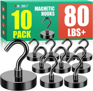 Black Magnetic Hooks, 80Lbs Heavy Duty Earth Magnets with Hooks for Cruise Cabin - Picture 1 of 12