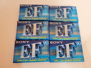 Lot of 6 Sony C-90EFB Blank Cassette Tapes Type I IEC Normal Position EF 90 - Picture 1 of 3