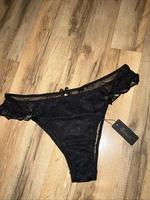 NWT XXL Frederick's Of Hollywood LUELLA Floral Lace Black Panties F300-0032 - Image 1 of 4