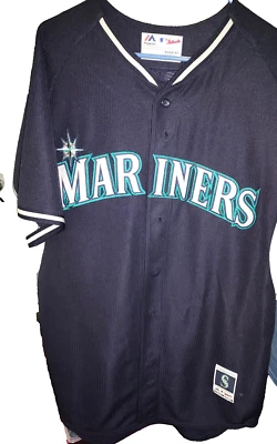 Camiseta deportiva para hombre Seattle Mariners Hernández #34 grande azul marino MLB botón delantero Foto 1 de 4