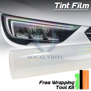 Headlight Hex Holographic Gloss Clear Taillight Tint Film Fog Sticker Honeycomb - Picture 1 of 8