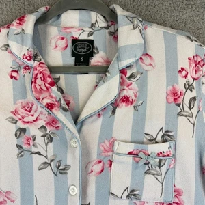 Vintage Laura Ashley Pyjama SET klein 2-teilig 90er Cottagecore kuschelig weich Blumen Streifen - Bild 1 von 12