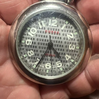 Vintage Guess Indigo Pocket Watch With Japan Movement Fresh Battery Free Ship - Image 1 of 4