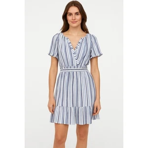 Monteau Los Angeles Women’s V-Neck Striped Dress Size Small NWOT Blue White - Picture 1 of 6