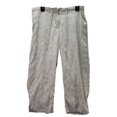 Pantalones cortos Valerie Stevens Capri para mujer grandes beige bordados Tencel Lyocell Foto 1 de 4