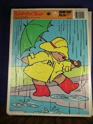Paddington Bear Rain Umbrella  Frame Tray Puzzle 1989 Golden 12 pc.  U.S.A.  - Image 1 of 2