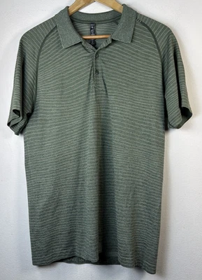 Рубашка поло Lululemon мужская большая зеленая с коротким рукавом теннис гольф производительность - Изображение 1 из 4