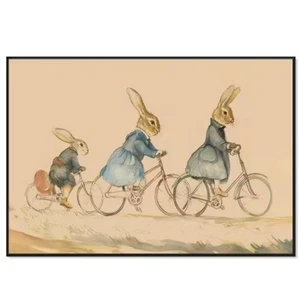 Art Canvas Peter Rabbit Canvas Art - Whimsical Animal Friends on Bicycles - Picture 1 of 3