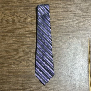 Apt 9 Pure Silk Purple and Black Striped Designer Tie 60" - Picture 1 of 9