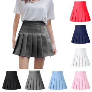 Women's High Waist Pleated Casual Tennis Style Mini Skater Skirt - Picture 1 of 20