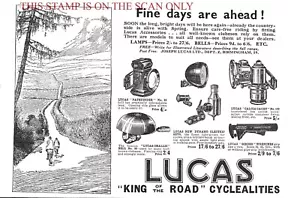 Anuncio años 30 gama de accesorios para bicicletas LUCAS (2) anuncio impreso vintage 708/137 - Imagen 1 de 1